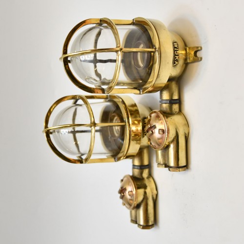 Brass WISKA Passageway Light with Socket -Set of Two